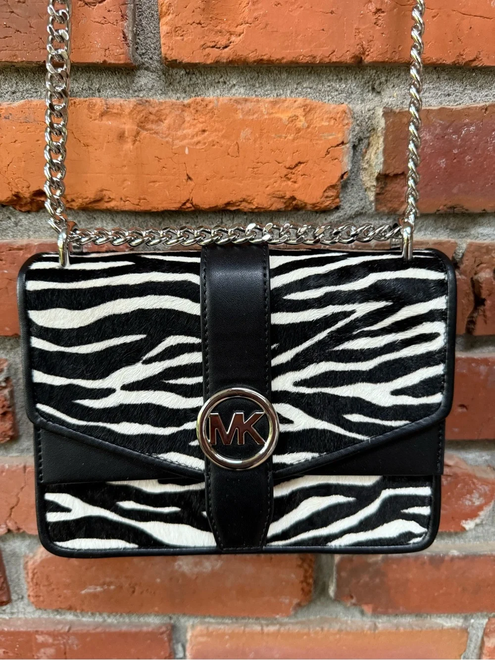 Michael Kors Black & White Zebra-Print Crossbody